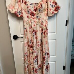 Floral Puff Sleeve Maxi Dress